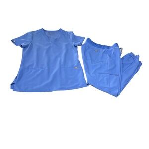 FIGS Technical Collection Scrub Set Womens XS Top S Jogger Blue Casma Zamora